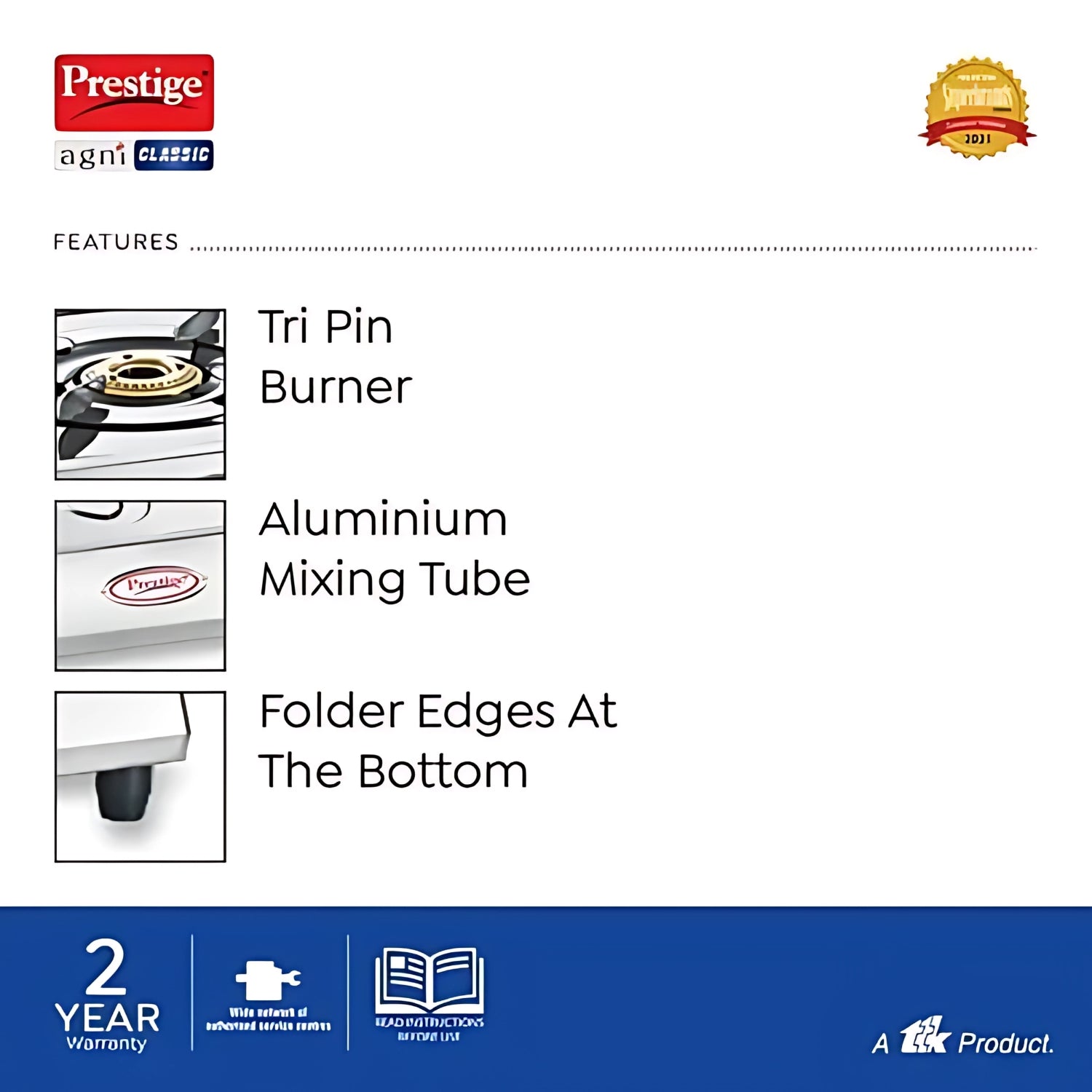Prestige Agni Classic 2 Burner Gas Stove – Silver_4