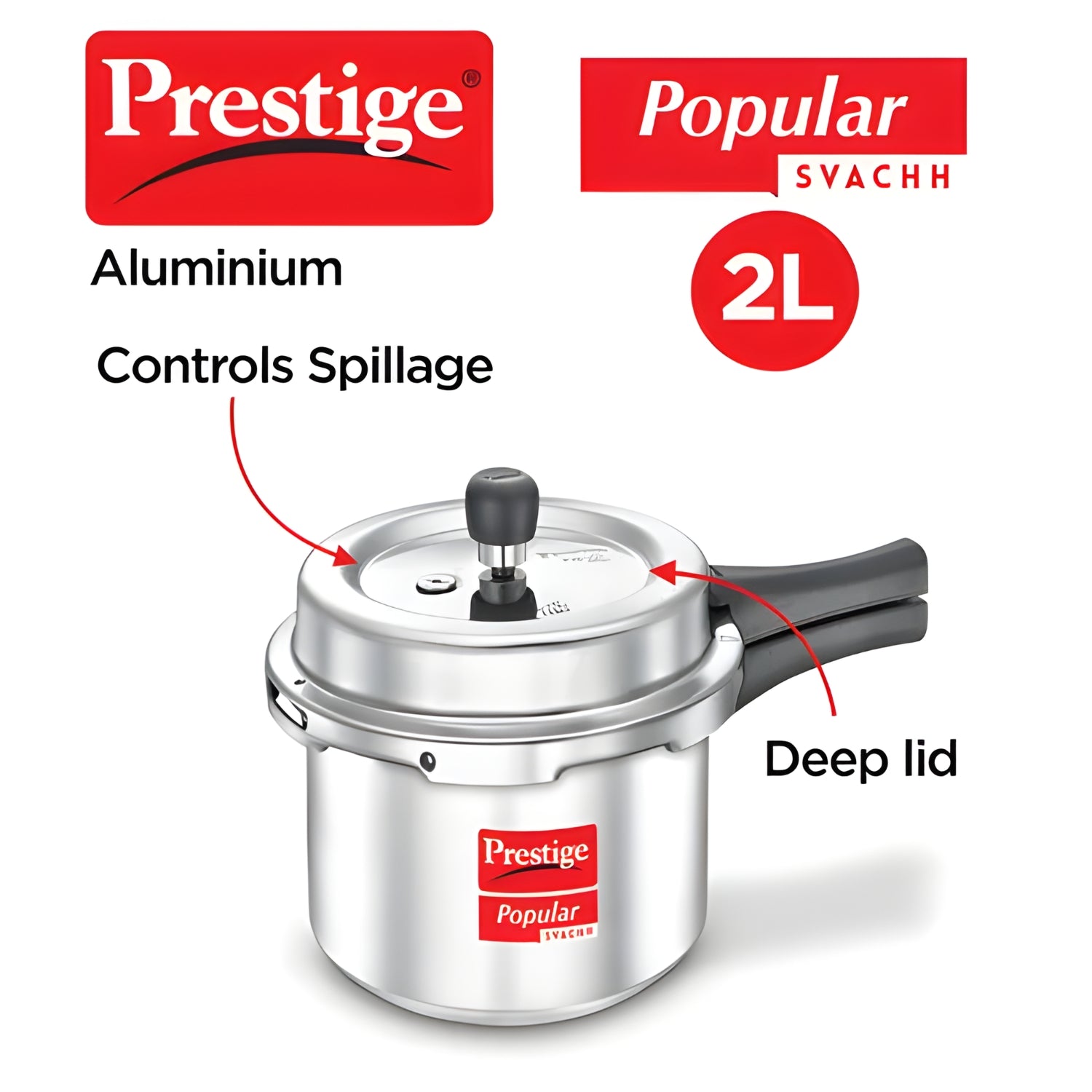 Prestige Aluminium Popular Svachh Tall Pressure Cooker 2 L_2