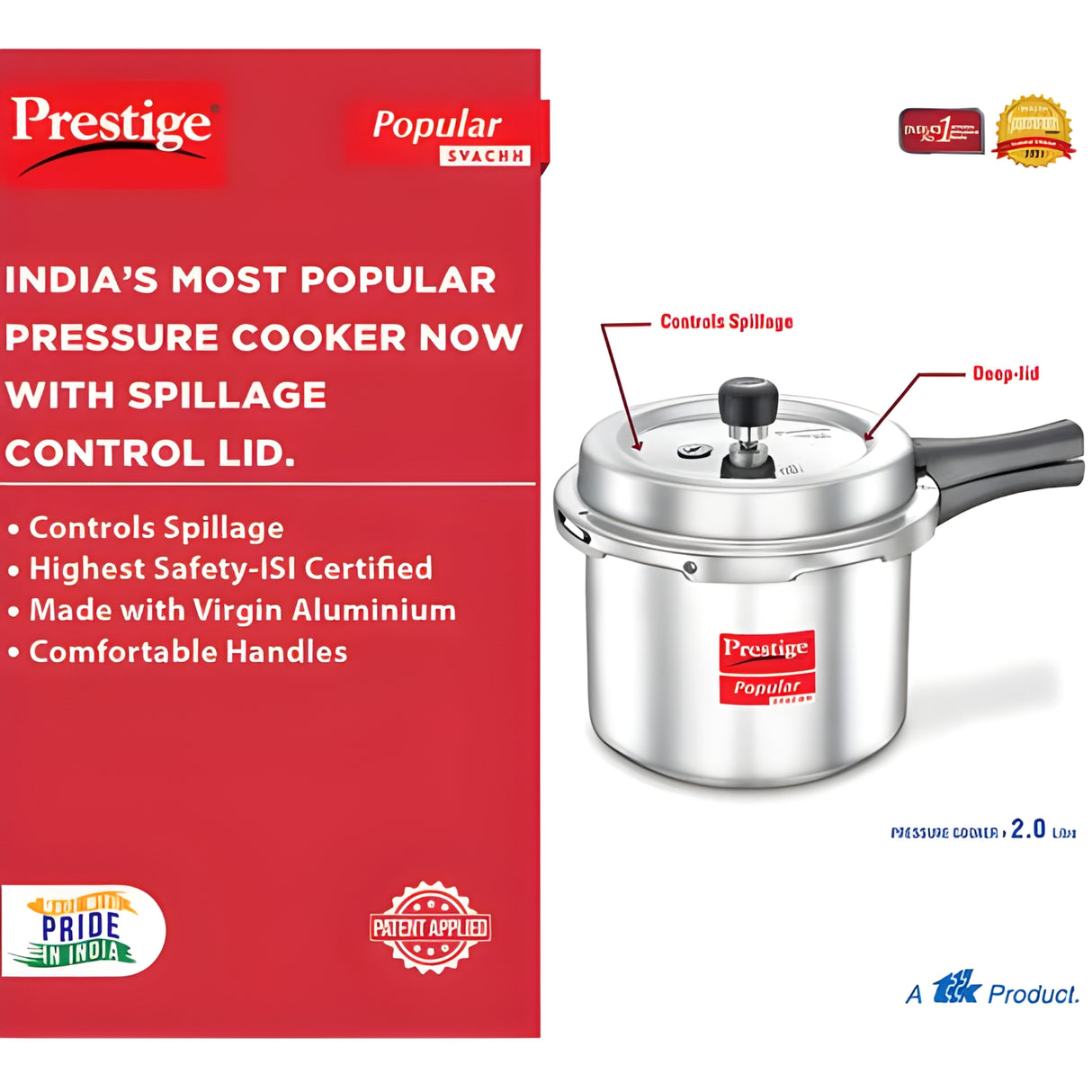 Prestige Aluminium Popular Svachh Tall Pressure Cooker 2 L_3