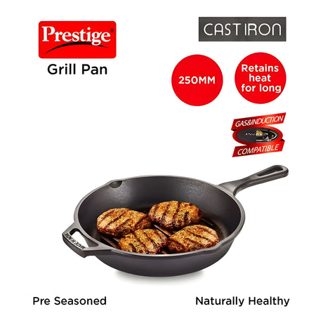 Prestige Cast Iron Scratch Resistant Grill Pan 25 cm - Black_2