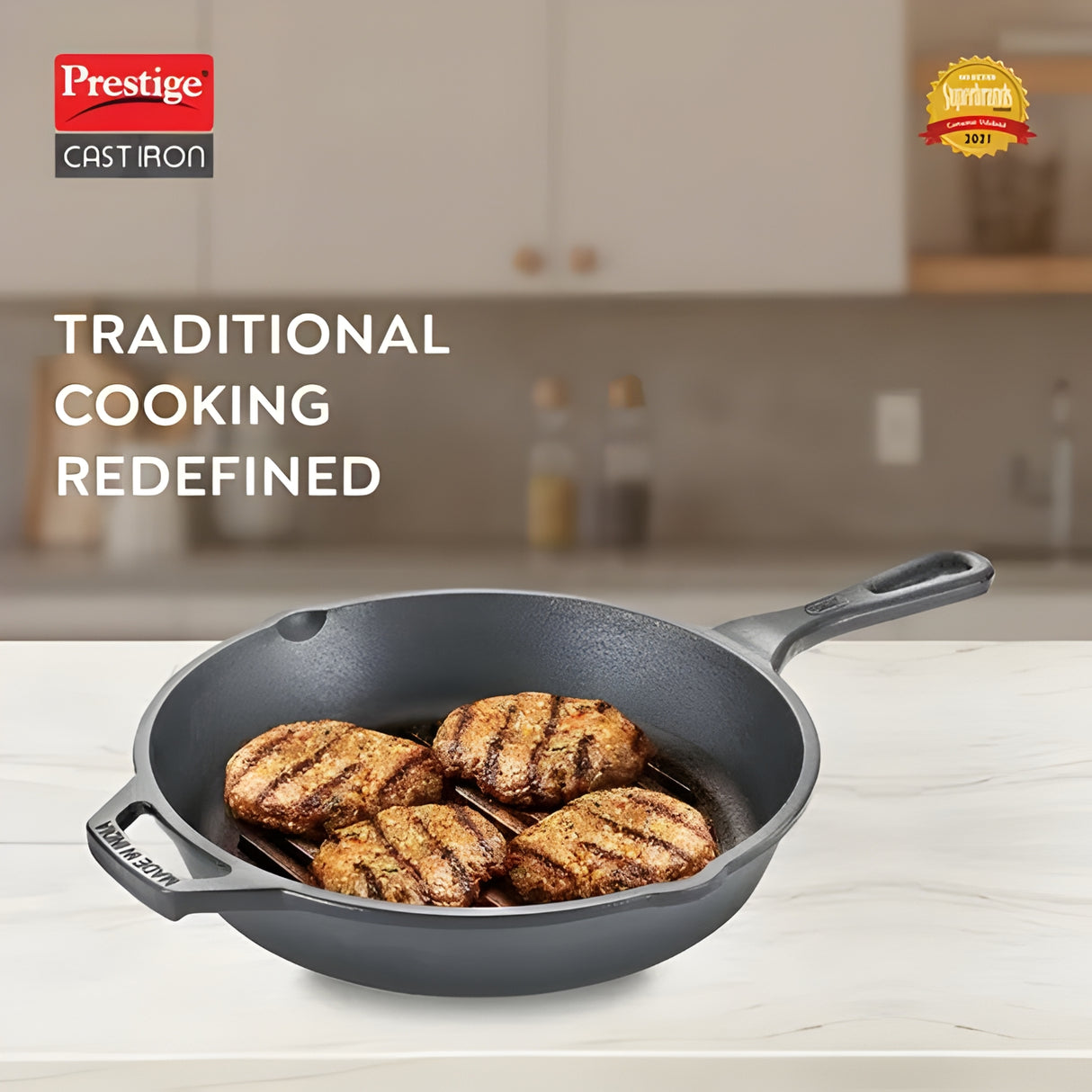Prestige Cast Iron Scratch Resistant Grill Pan 25 cm - Black_3