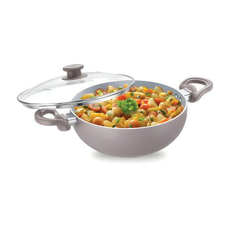 Prestige Ceraglide Duo Ceramic Coating Non Stick Deep Kadai with Glass Lid 24 cm \ 3 L - Grey_1
