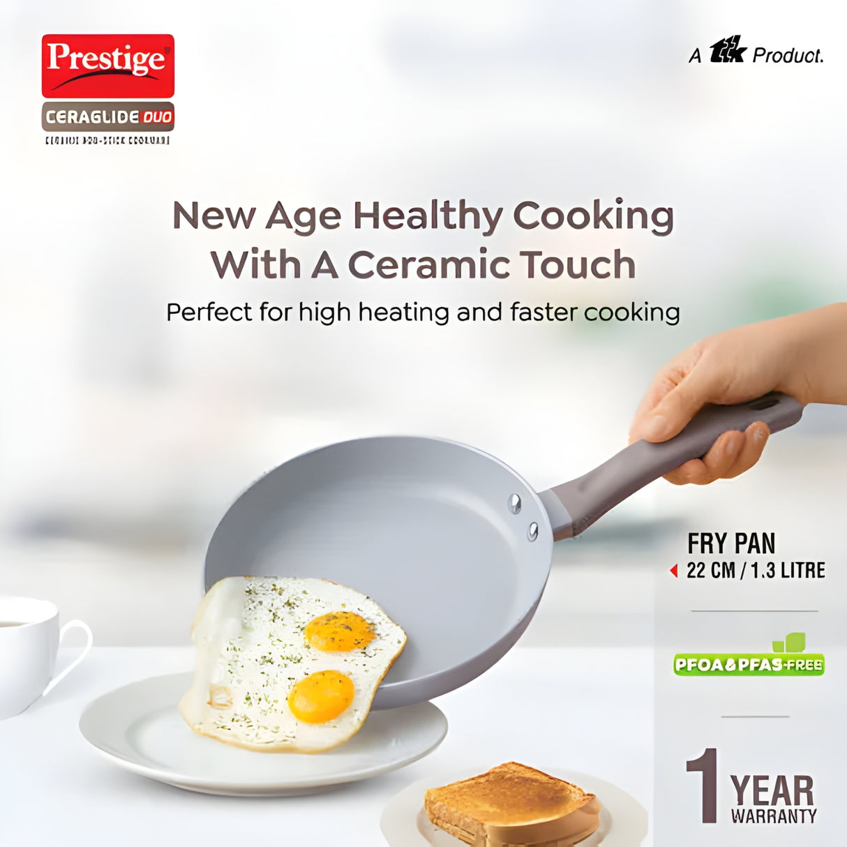 Prestige Ceraglide Duo Ceramic Coating Non Stick Fry Pan 22 cm \ 1.3 L - Grey_2