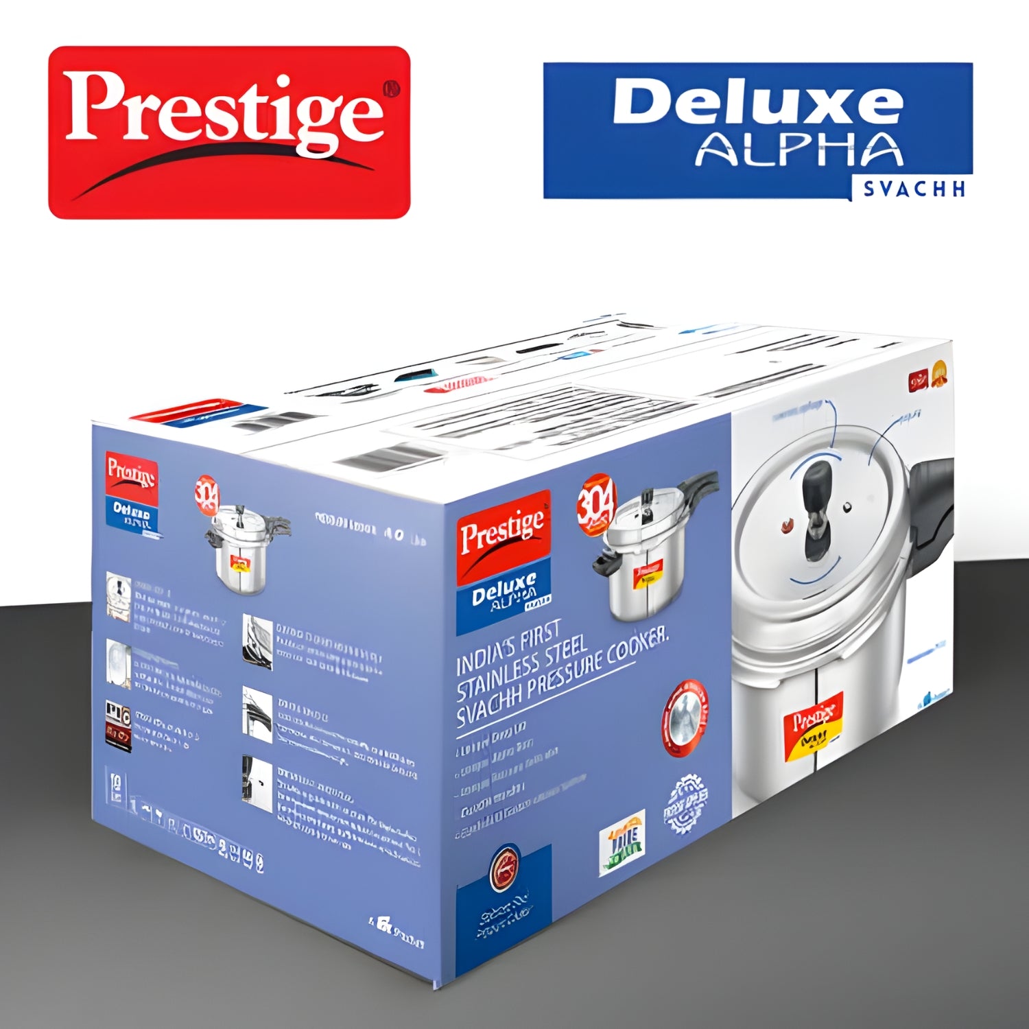 Prestige Deluxe Alpha Svachh SS Senior Pan Spillage Control Handi Pressure Cooker 4 L_4