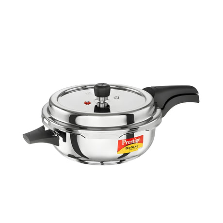 Prestige Deluxe Alpha Svachh SS Senior Pan Spillage Control Handi Pressure Cooker 4 L_Front View