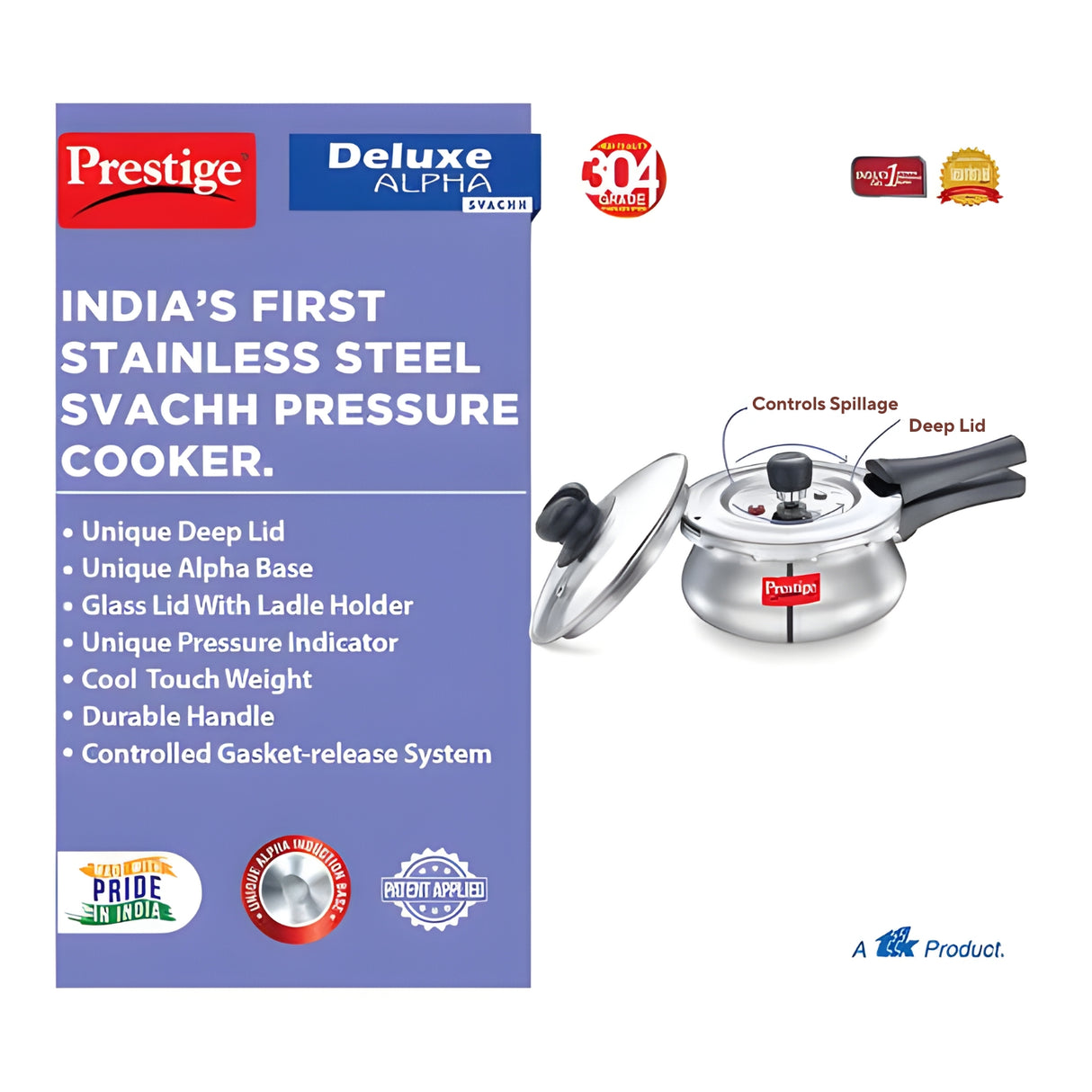 Prestige Deluxe Alpha Svachh SS Spillage Control Handi Pressure Cooker 1.5 L_3