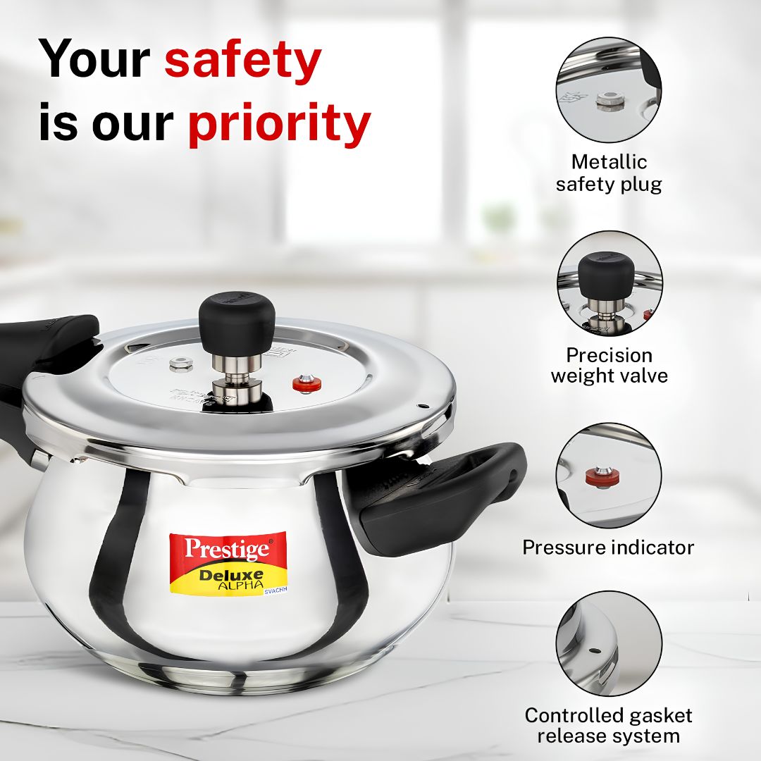 Prestige Deluxe Alpha Svachh SS Spillage Control Handi Pressure Cooker 3 L_6