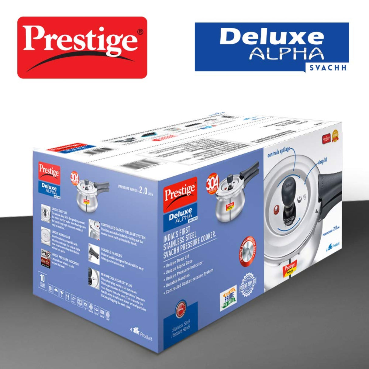 Prestige Deluxe Alpha Svachh Stainless Steel Baby Handi Pressure Cooker 2 L_5