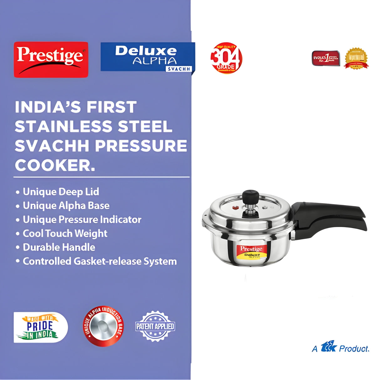 Prestige Deluxe Alpha Svachh Stainless Steel Spillage Control Pressure Cooker 2 L_3