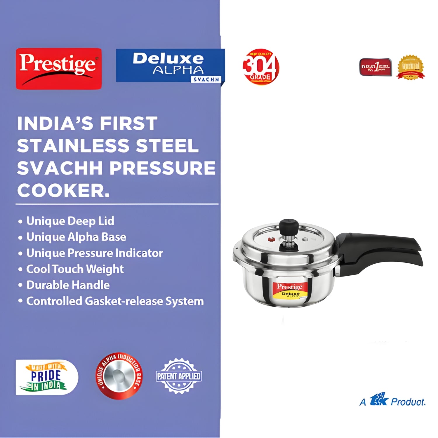 Prestige Deluxe Alpha Svachh Stainless Steel Spillage Control Pressure Cooker 2 L_3