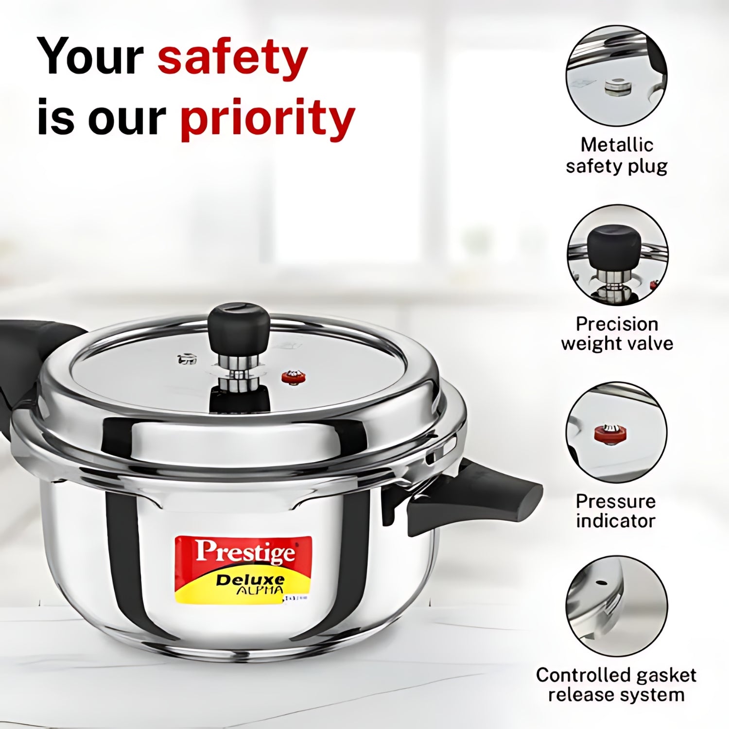 Prestige Deluxe Alpha Svachh Stainless Steel Spillage Control Pressure Cooker 5 L_6