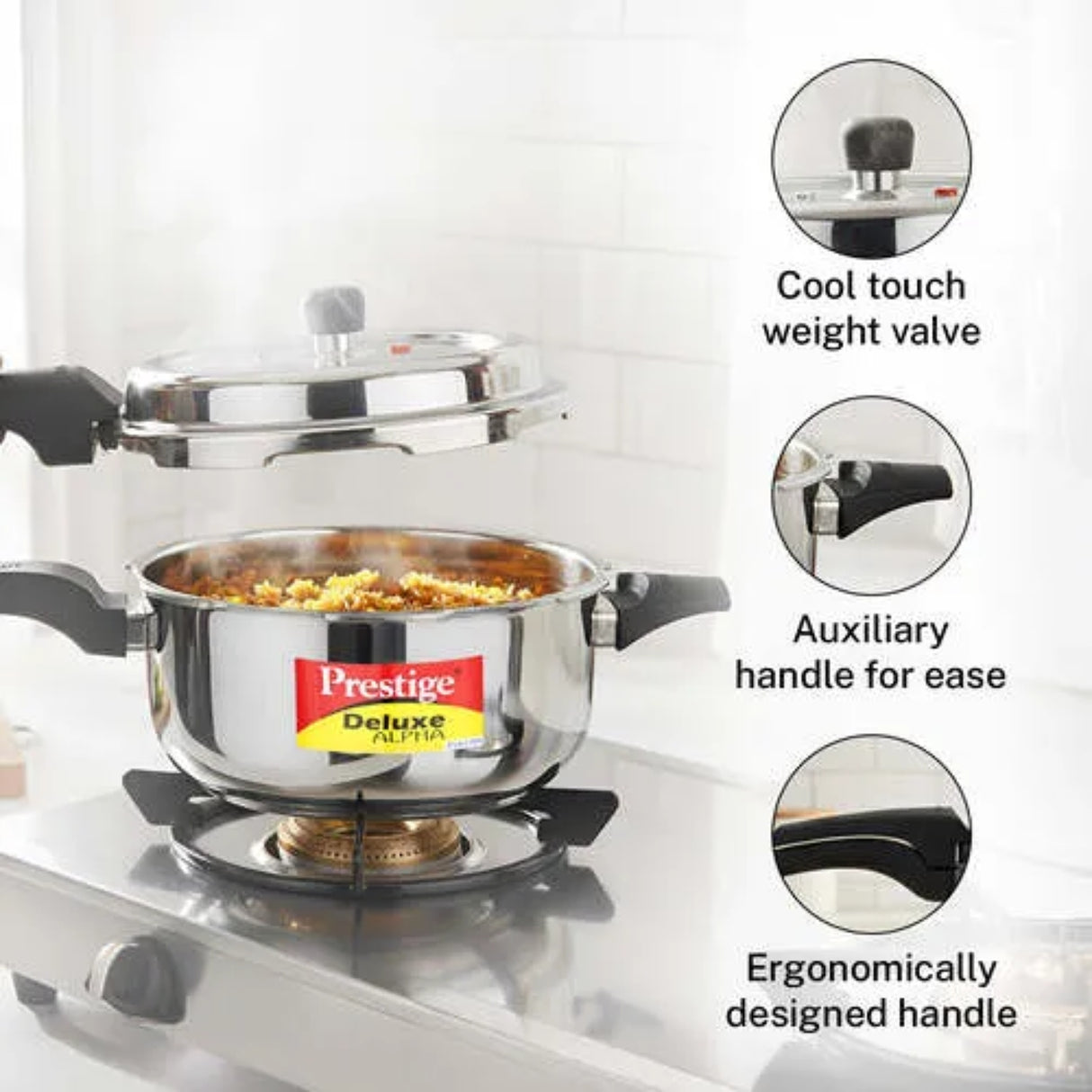 Prestige Deluxe Alpha Svachh Stainless Steel Spillage Control Pressure Cooker 5 L_7