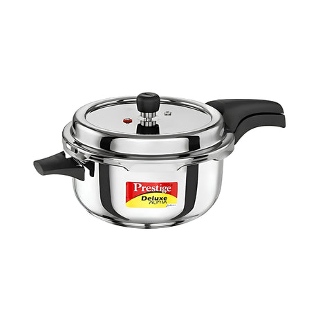 Prestige Deluxe Alpha Svachh Stainless Steel Spillage Control Pressure Cooker 5 L_Front View