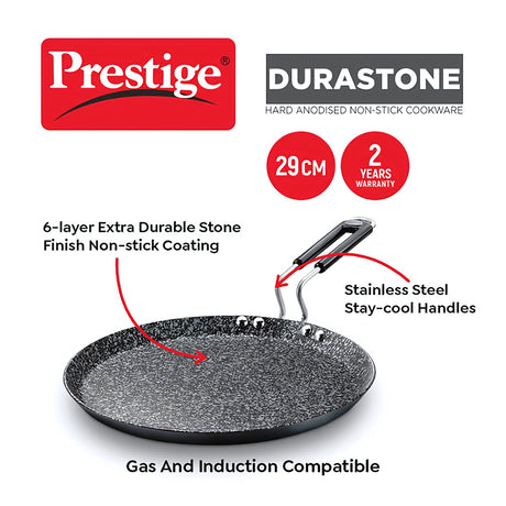 Prestige Dura Stone Hard Anodised Non Stick Dosa Tawa 29 cm - Black_2