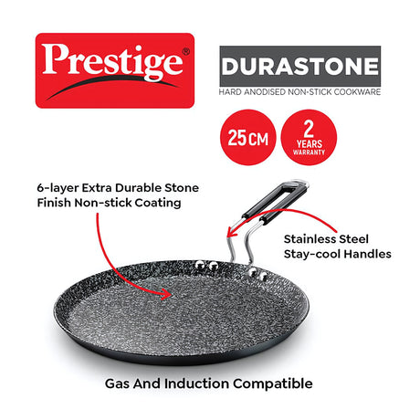 Prestige Dura Stone Hard Anodised Non Stick Tawa 25 cm - Black_2