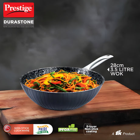 Prestige Durastone Hard Anodised 6 Layer Non-Stick Wok 28 cm \ 3.5 L - Black_2