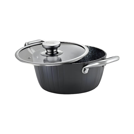 Prestige Durastone Hard Anodised Casserole with Glass Lid 20 cm \ 2.4 L - Black_Front View
