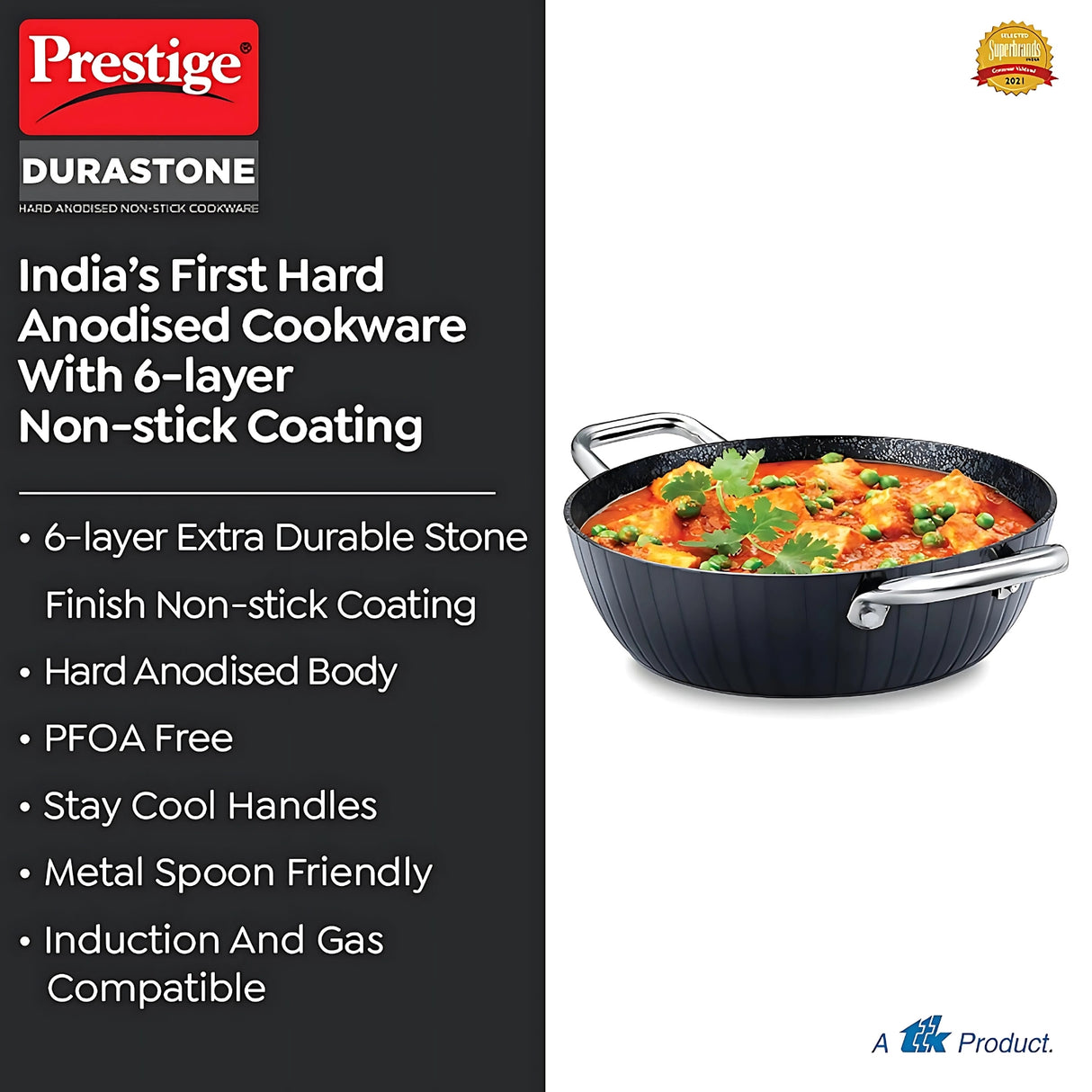 Prestige Durastone Hard Anodised Kadai 28 cm \ 3.8 L - Black_2