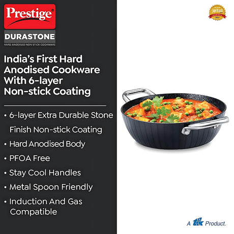 Prestige Durastone Hard Anodised Kadai 28 cm \ 3.8 L - Black_2