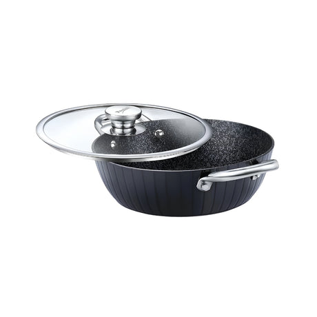Prestige Durastone Hard Anodised Kadai with Glass Lid 240 mm _ 2.5 L - Black_Front View