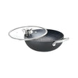 Prestige Durastone Hard Anodised Non-Stick Deep Kadai with Glass Lid 24 cm _ 3 L - Black_Front View