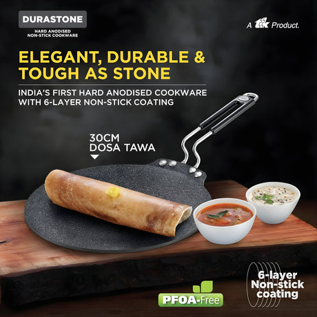 Prestige Durastone Hard Anodised Non-Stick Dosa Tawa 30 cm - Black_2