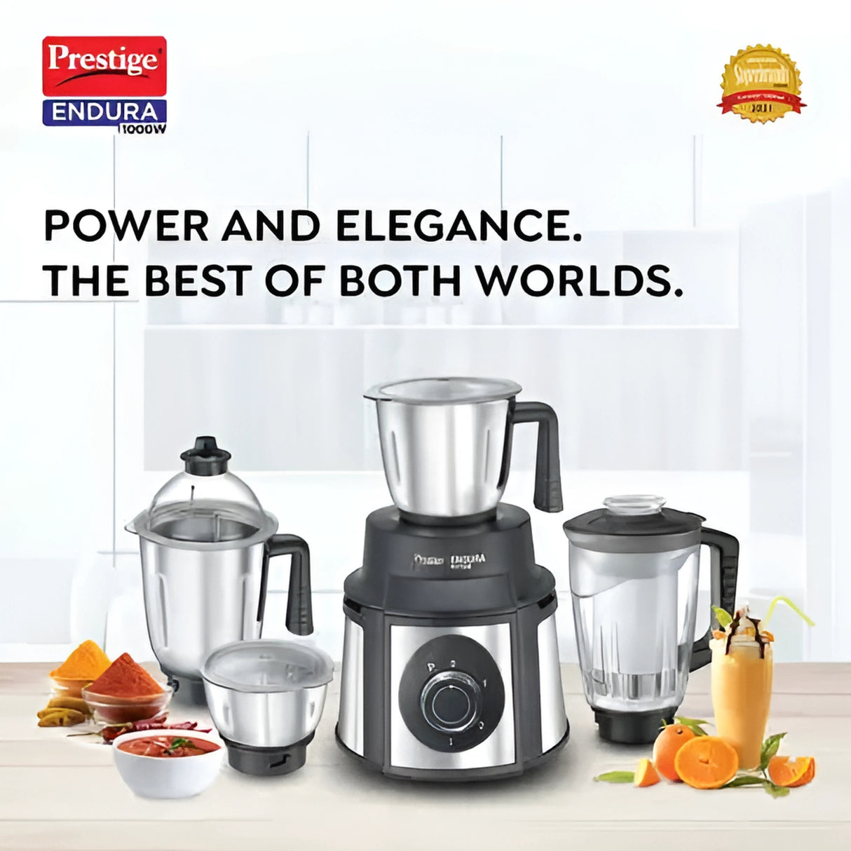 Prestige Endura 1000W Mixer Grinder - Black and Silver_4