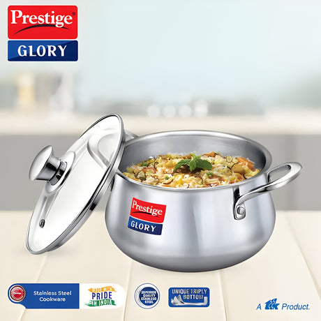 Prestige Glory Handi Stainless Steel Cookware with Glass Lid 18 cm \ 3 L_2