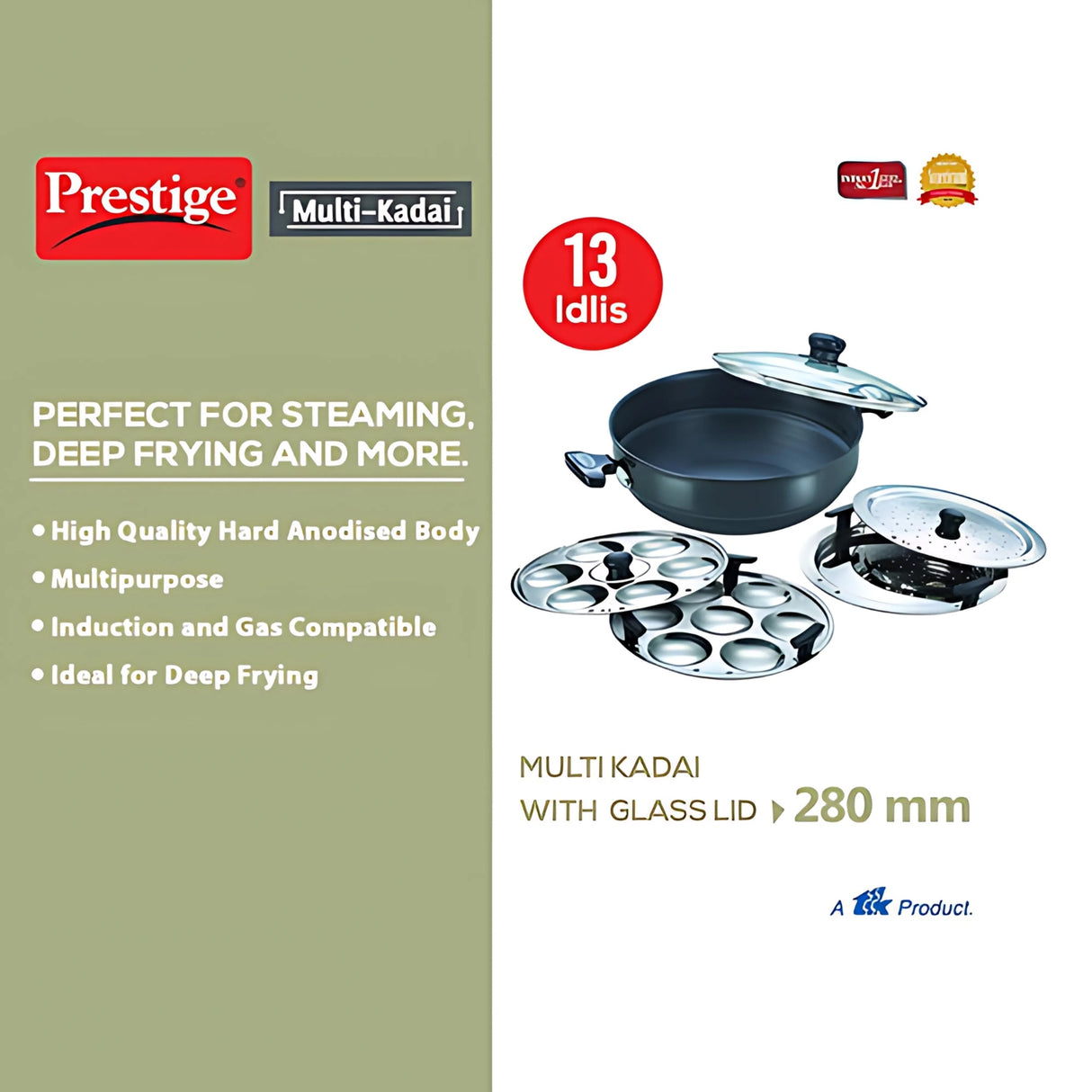 Prestige Hard Anodised Multi Kadai 280 mm - Black_3