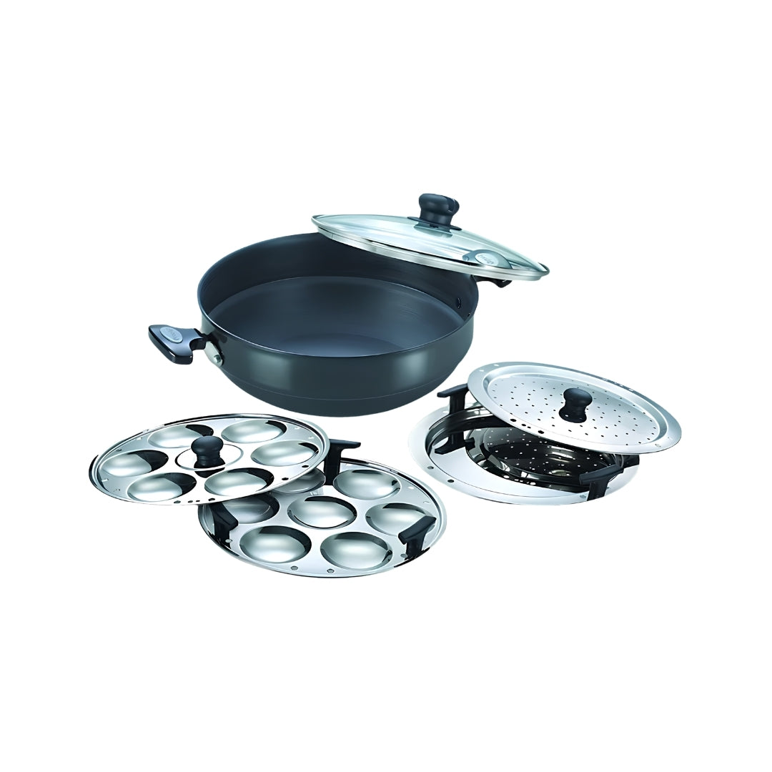 Prestige Hard Anodised Multi Kadai 280 mm - Black_Front View