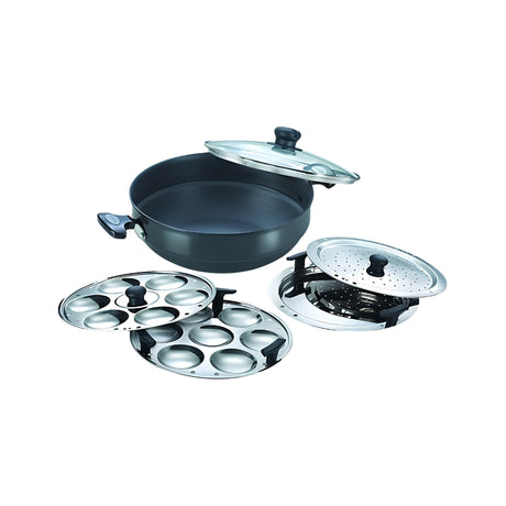 Prestige Hard Anodised Multi Kadai 280 mm - Black_Front View
