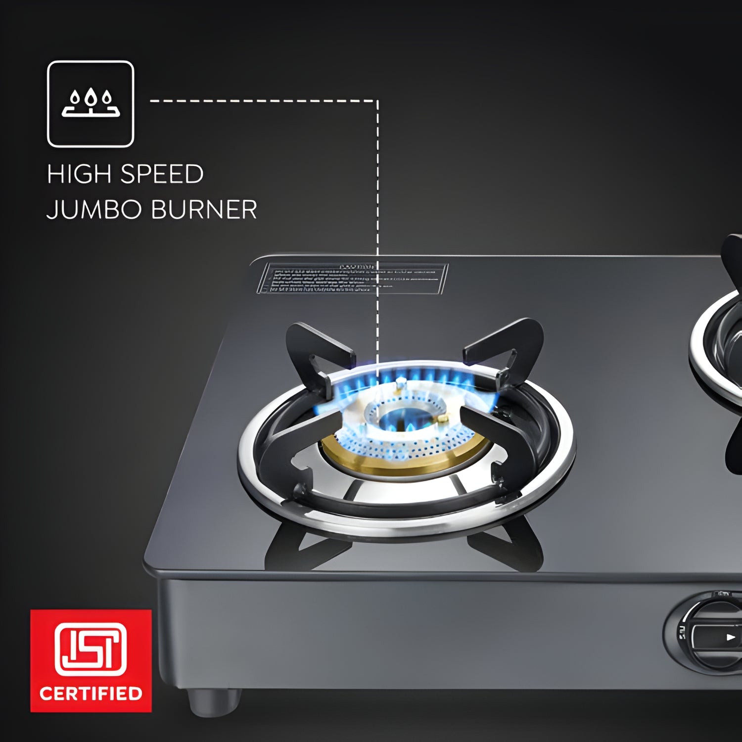 Prestige Marvel Plus GTM 03 3 Burner Glass Top Gas Stove with Tri-Pin Brass Burners – Black_4