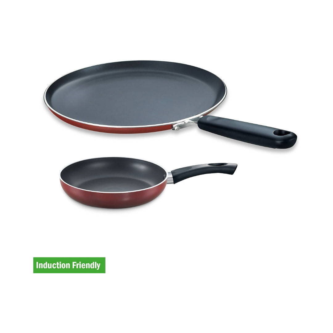 Prestige Omega Deluxe Aluminium Non Stick Twin Pack 2 Pieces - Maroon_Features1