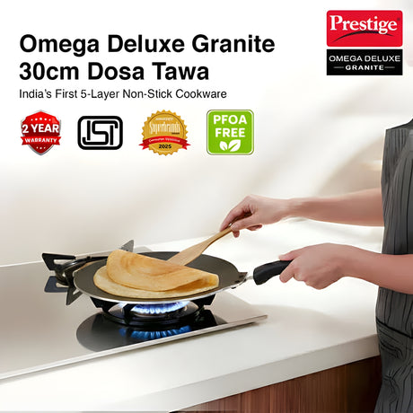 Prestige Omega Deluxe Granite-finish Aluminium Non Stick Dosa Tawa 30 cm - Black_2