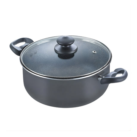 Prestige Omega Deluxe Granite NS Sauce Pan with Glass Lid 26 cm \ 5.75 L - Black_1