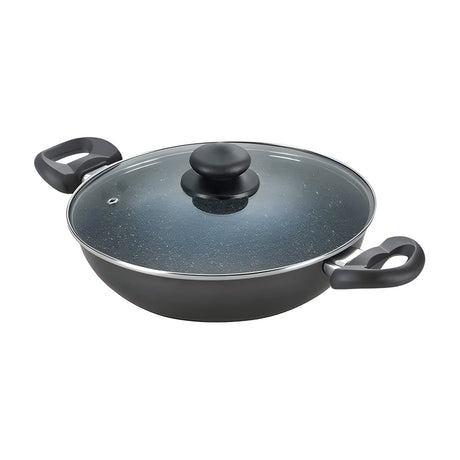 Prestige Omega Deluxe Granite Non-stick Kadai with Glass Lid 24 cm \ 2.4 L - Black_1