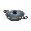 Prestige Omega Deluxe Granite Non-stick Kadai with Glass Lid 24 cm _ 2.4 L - Black_Front  View