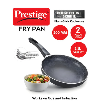 Prestige Omega Deluxe Granite Non Stick Fry Pan 20 cm \ 1.1 L - Black_2