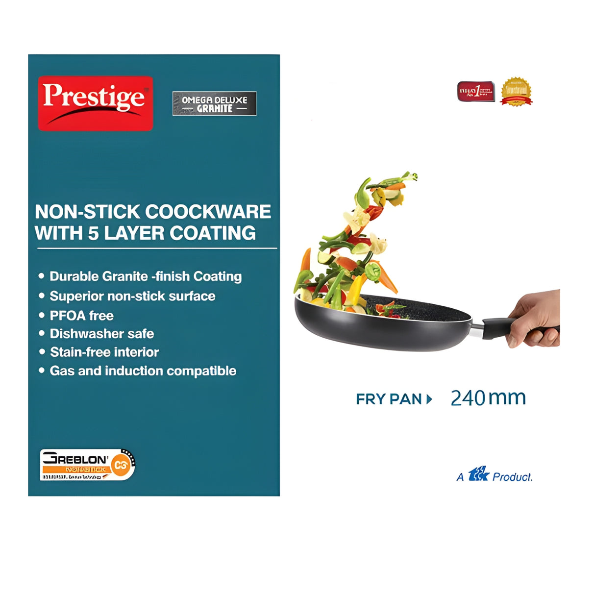 Prestige Omega Deluxe Granite Non Stick Fry Pan 24 cm \ 1.7 L - Black_3