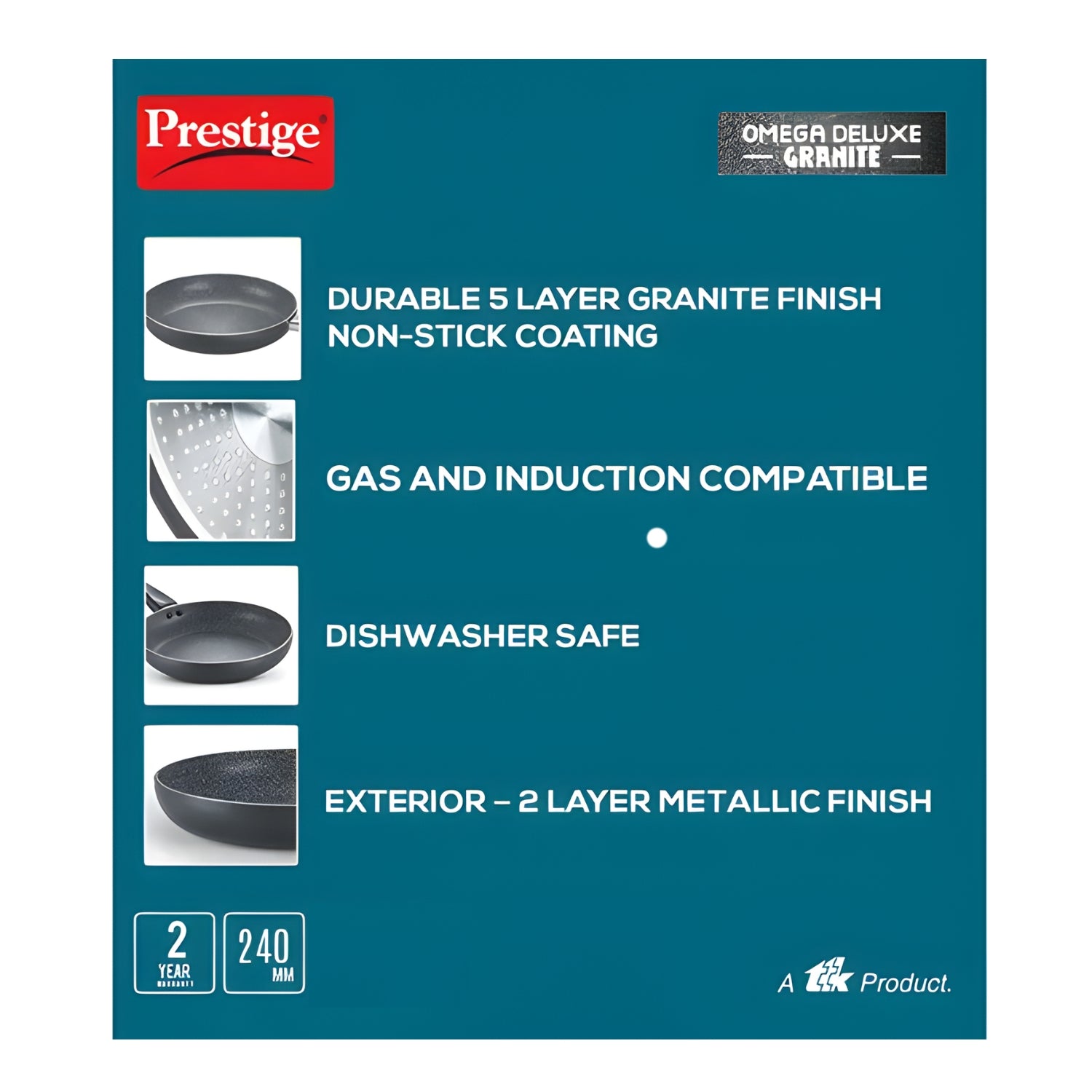 Prestige Omega Deluxe Granite Non Stick Fry Pan 24 cm \ 1.7 L - Black_4