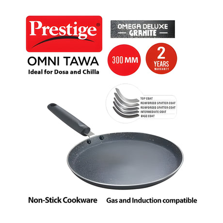 Prestige Omega Deluxe Granite Non Stick Omni Tawa 30 cm - Black_2