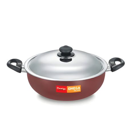 Prestige Omega Deluxe Non-Stick Kadai with SS Lid 24 cm \ 3.5 L - Red_1