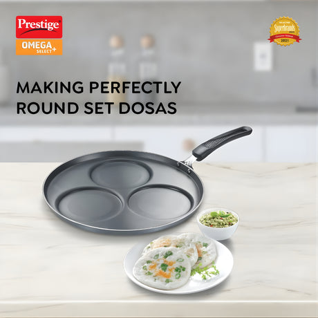 Prestige Omega Select Plus 3-Layer Dosa Tawa 3 Cavity - Black_2