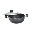 Prestige Omega Select Plus Aluminium Flat Base NS Coating Kadai with SS Lid 27 cm - Black_Front View
