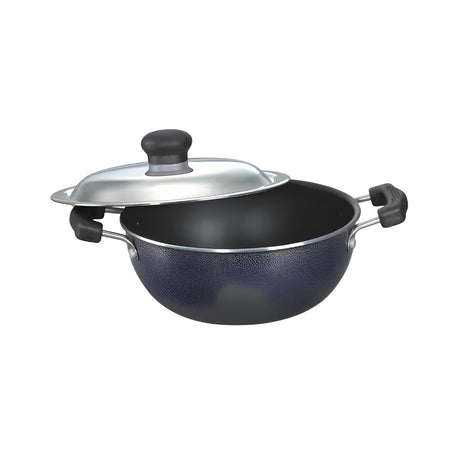 Prestige Omega Select Plus Non-Stick Kadai with SS Lid 25 cm _ 3 L - Black_Front  View