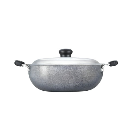 Prestige Omega Select Plus Superior Round Base Kadai with SS Lid 25 cm - Black_Front View