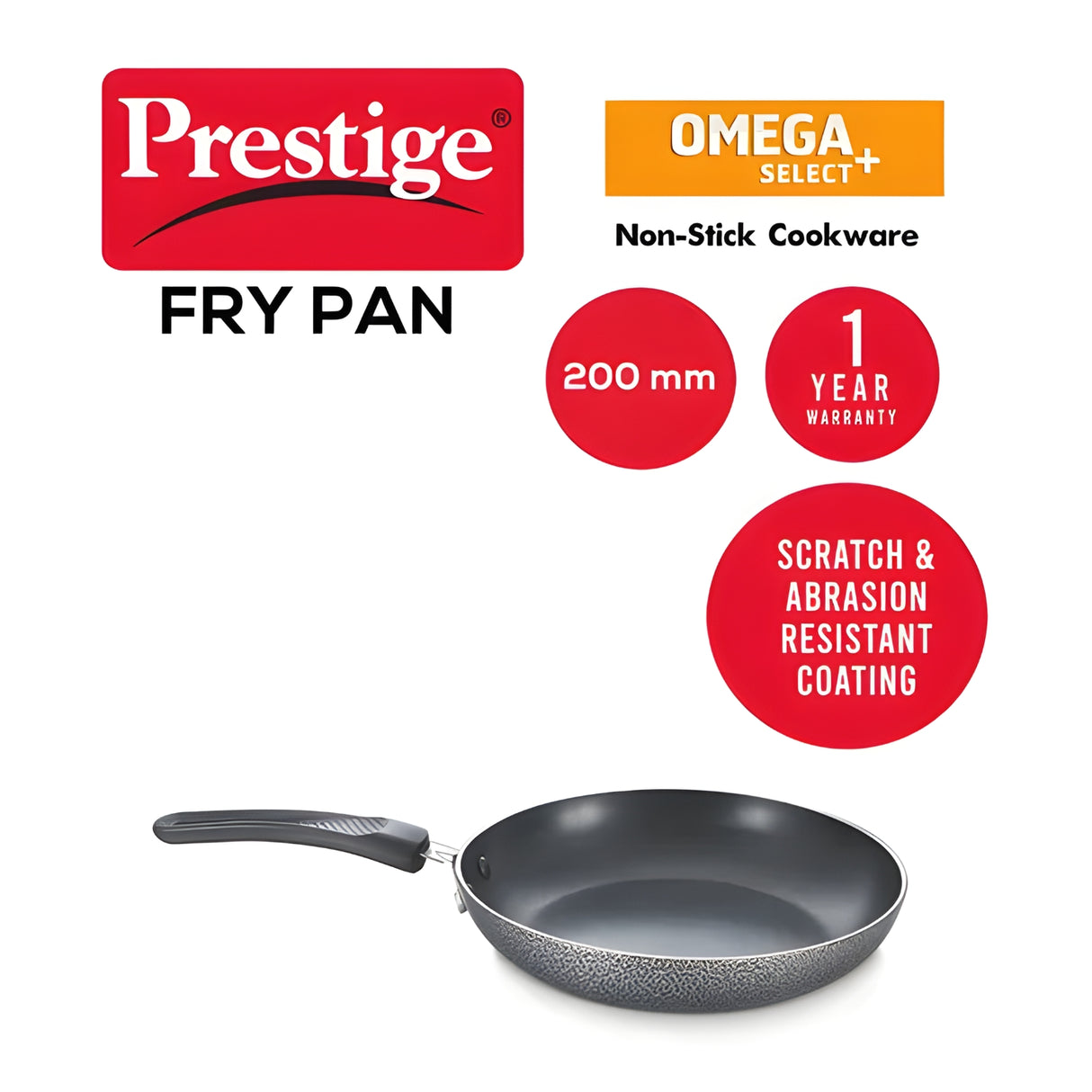 Prestige Omega Select Plus Teflon Nonstick Coated Fry Pan 20 cm \ 0.9 L - Black_2