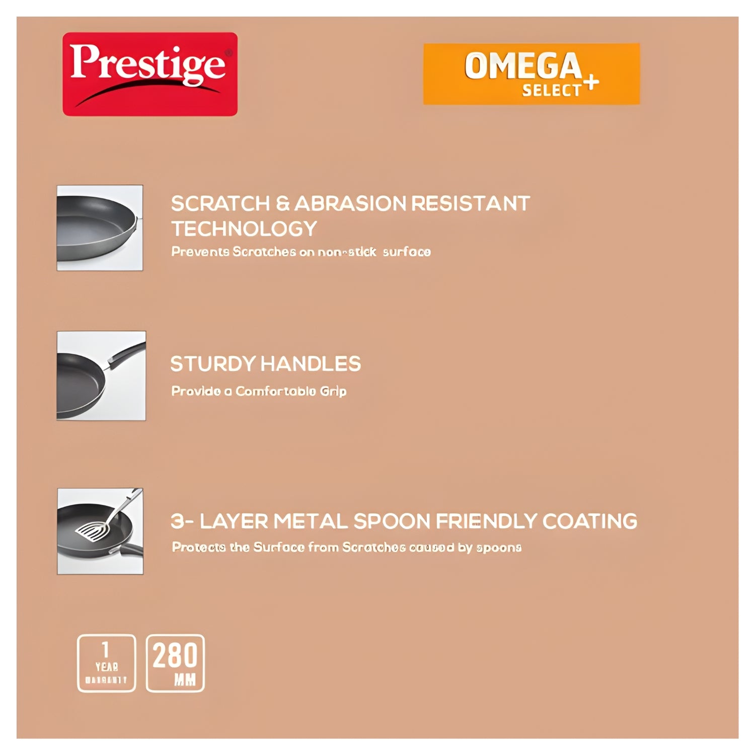 Prestige Omega Select Plus Teflon Nonstick Coated Fry Pan 28 cm \ 2.3 L - Black_4