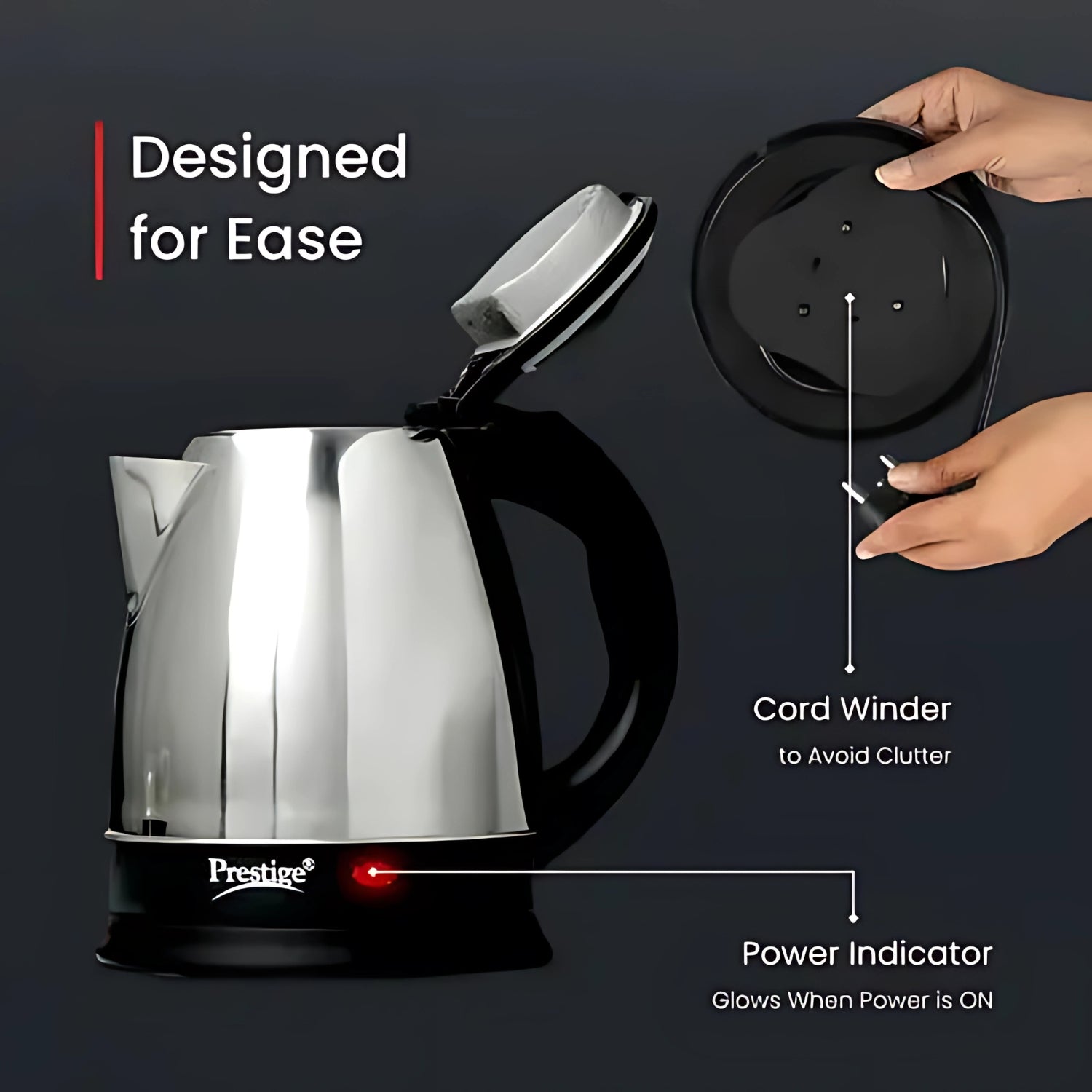 Prestige PKOSS 1.5 41587 1500W Fast Boiling Stainless Steel Electric Kettle 1.5 L - Silver_4