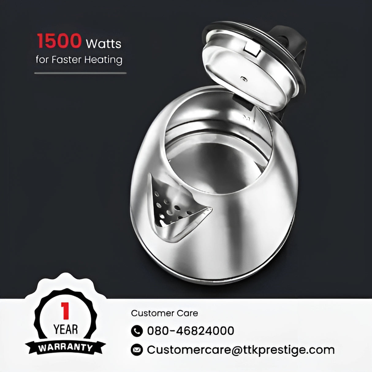 Prestige PKOSS 1.5 41587 1500W Fast Boiling Stainless Steel Electric Kettle 1.5 L - Silver_6